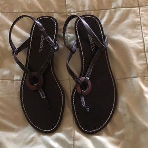 Brown Chadwick’s of Boston sling back thong sandal.
